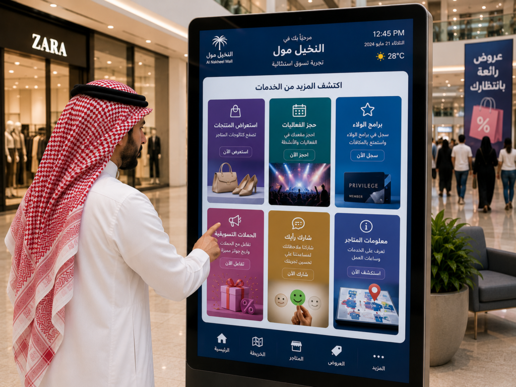 دور الشاشات التفاعلية في مراكز التسوق الحديثة