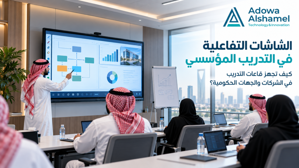الشاشات التفاعلية في التدريب المؤسسي: كيف تجهّز قاعات التدريب في الشركات والجهات الحكومية؟